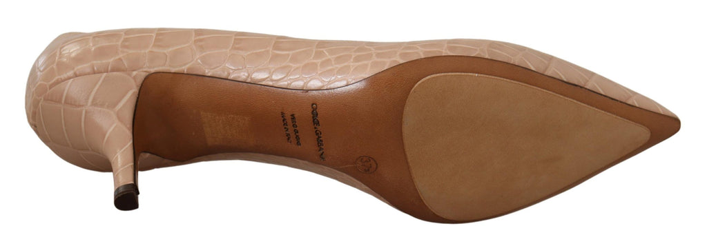 Chaussures à talons pointus en cuir beige de Dolce & Gabbana, élégantes et sophistiquées.