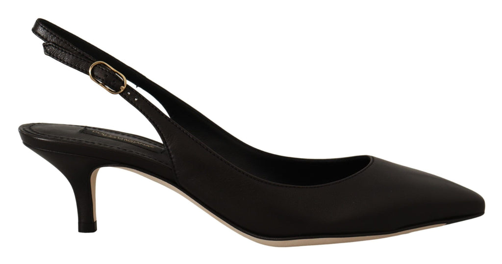 Chaussures à talons Dolce & Gabbana en cuir noir, slingbacks élégants et pumps pour femmes.