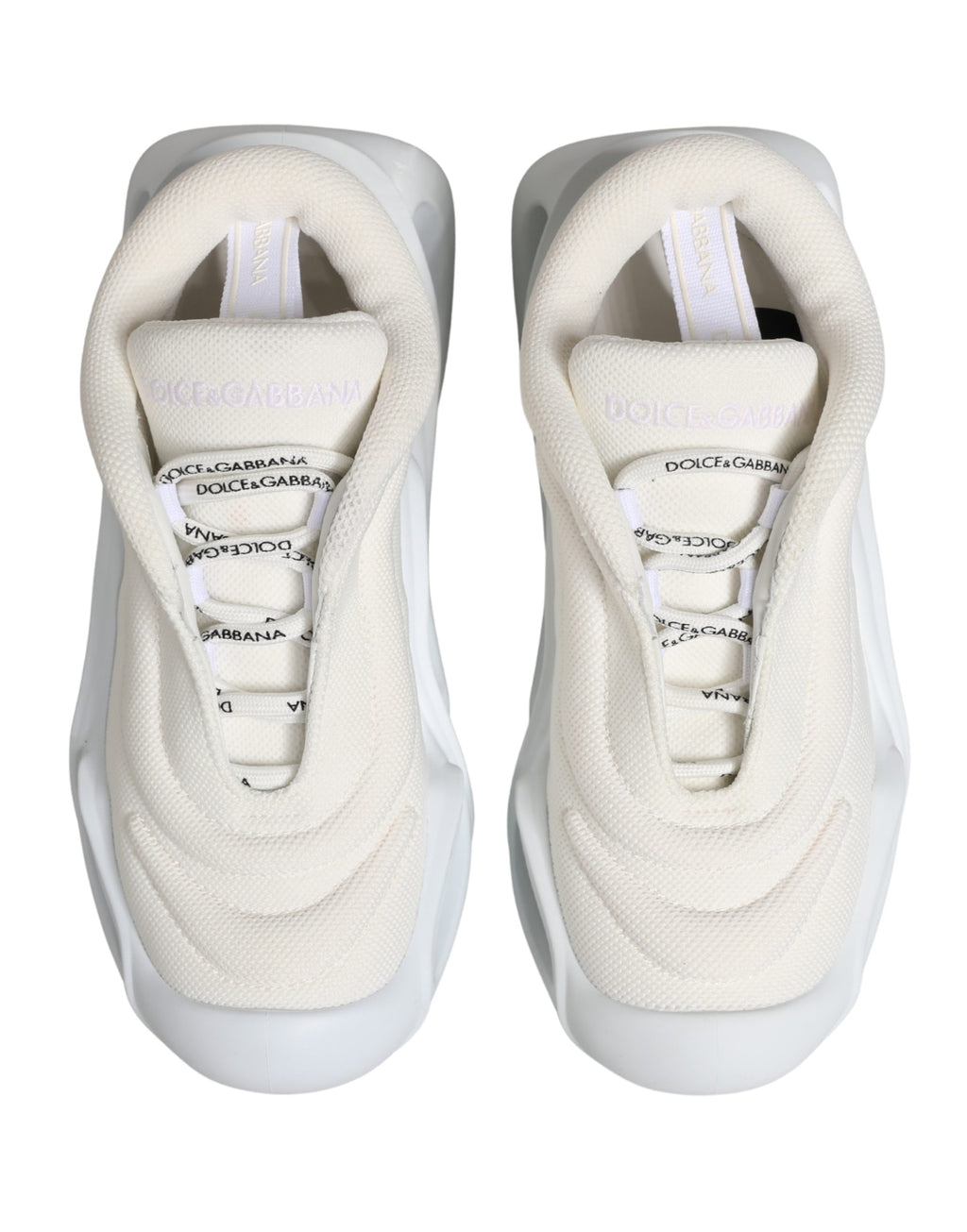 Chaussures sneakers basses blanches Dolce & Gabbana Slip On Wave pour femmes, vue de face.