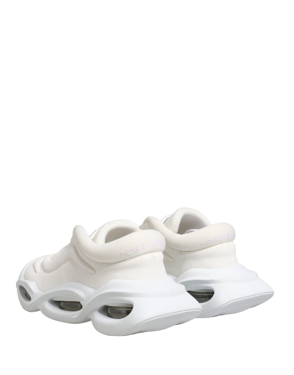 Chaussures sneakers basses blanches Dolce & Gabbana Slip-On Wave, vue de face, en cuir avec design élégant.