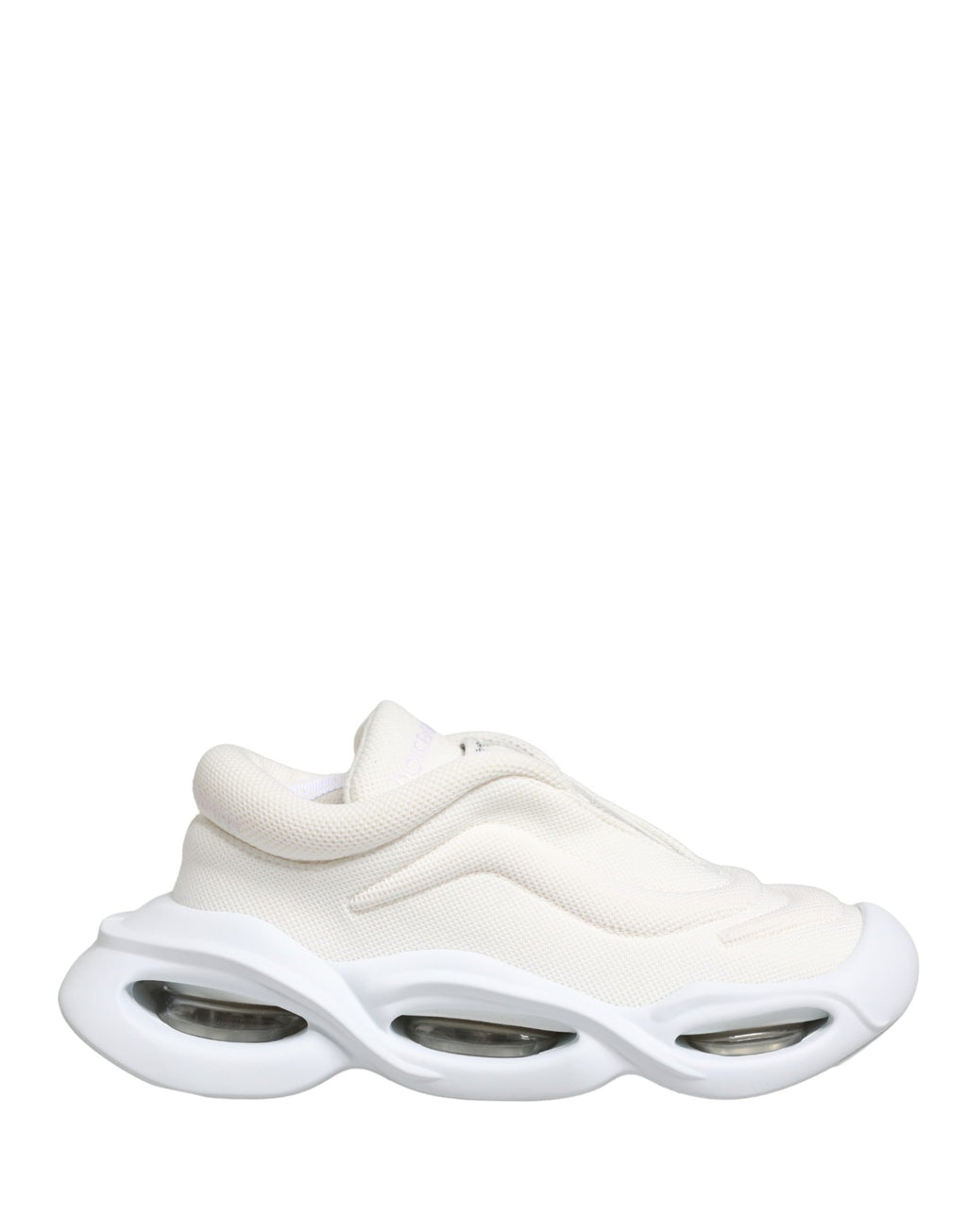 Chaussures sneakers basses blanches Dolce & Gabbana Slip On Wave, vue de face, en cuir avec design élégant et confort.