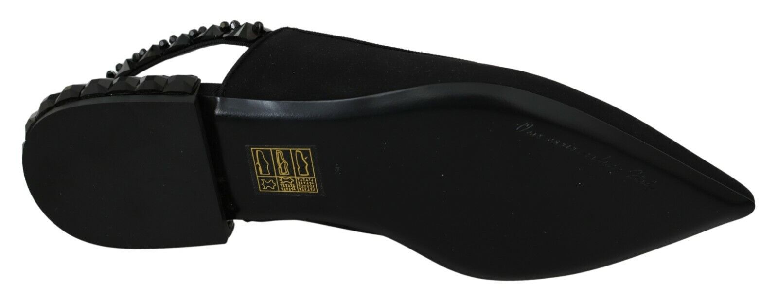 Chaussures plates noires Dolce & Gabbana en satin charmeuse avec bride arrière, élégantes et confortables.