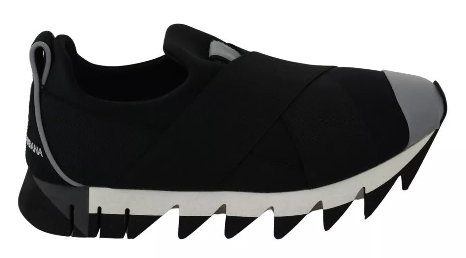 Chaussures sneakers en néoprène noir Dolce & Gabbana Shark stretch, avec design moderne et détails stylés.