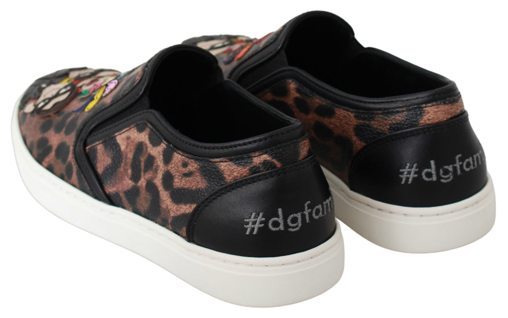 Chaussures mocassins en cuir à motif léopard Dolce & Gabbana, style élégant et tendance, visible avec détails en cuir.