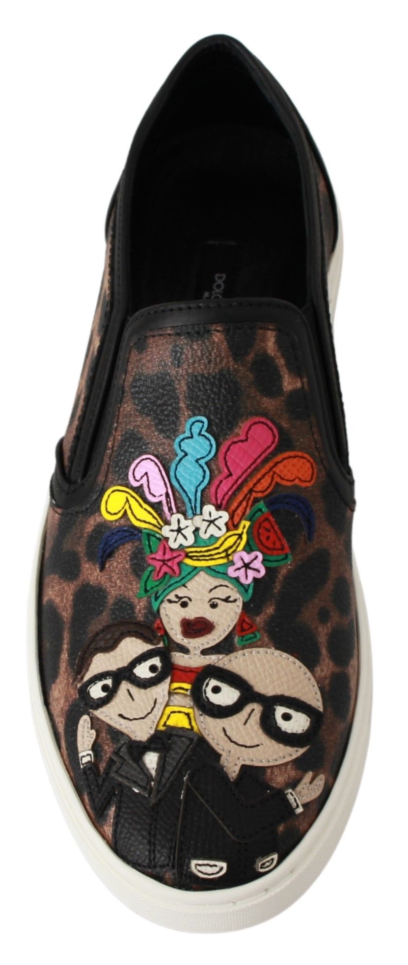 Chaussures mocassins en cuir léopard Dolce & Gabbana, style élégant avec motif animalier brun et noir.