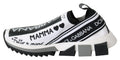 Chaussures Dolce & Gabbana Sorrento blanches et noires, baskets slip-on élégantes avec design moderne, visibles en gros plan.
