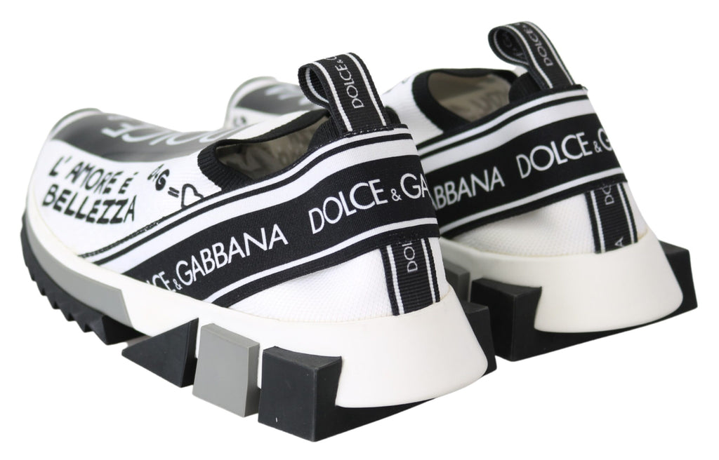 Sneakers Dolce & Gabbana Sorrento à enfiler en blanc et noir, style décontracté avec détails modernes.