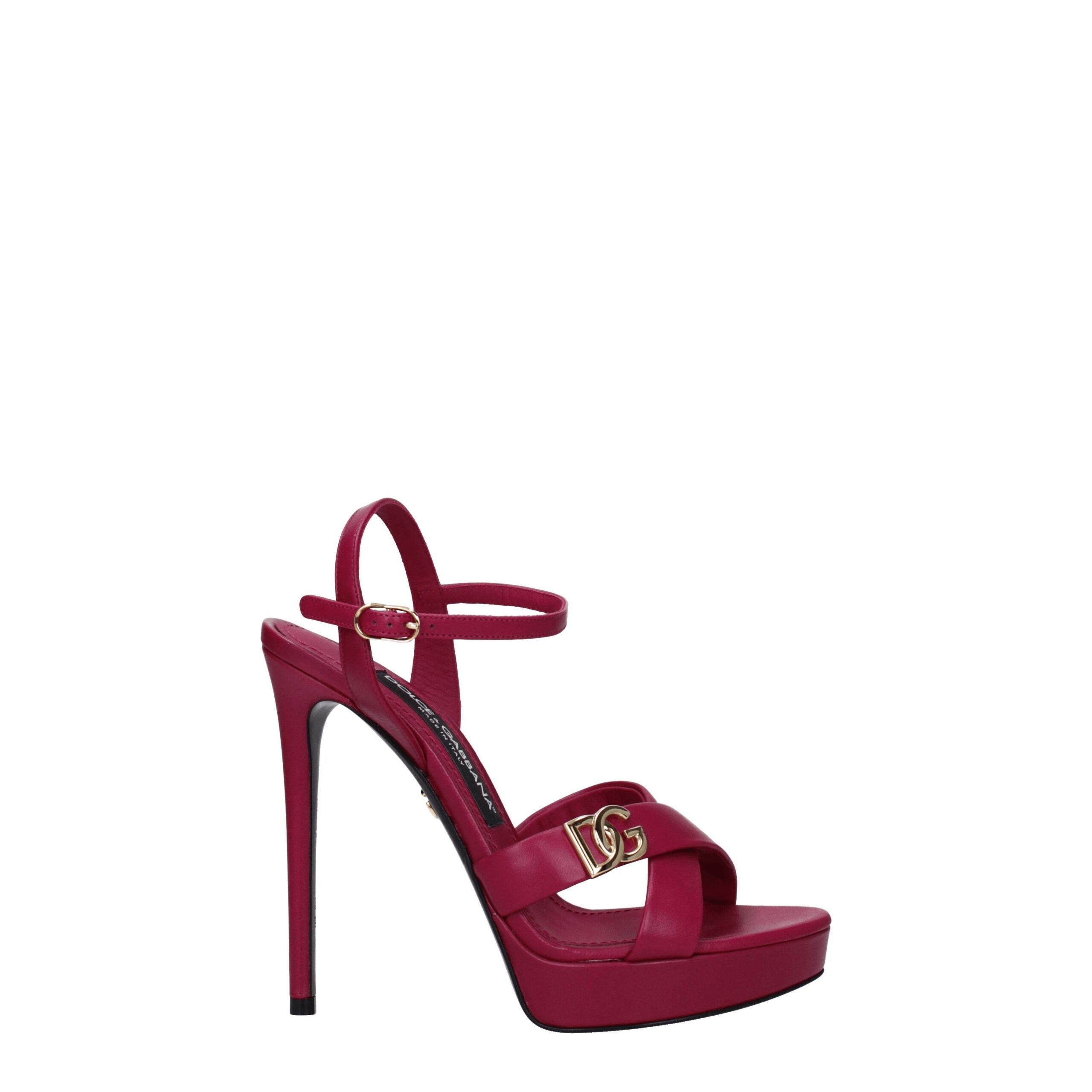 Sandales plateforme en cuir rose de Dolce & Gabbana, chaussures élégantes avec semelle épaisse et design sophistiqué.