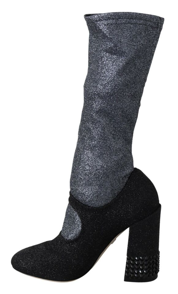 Chaussures Mary Janes noires Dolce & Gabbana avec cristaux, bottines élégantes et sophistiquées.