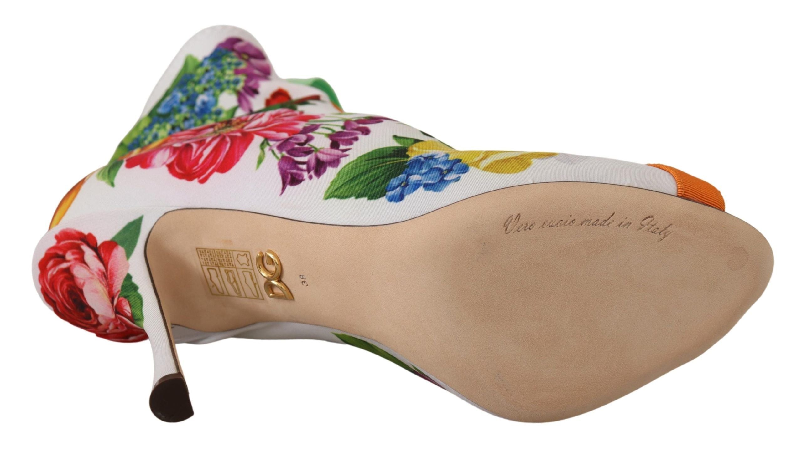 Bottes ouvertes à talons en jersey stretch blanc de Dolce & Gabbana, chaussures élégantes avec semelle haute et design sophistiqué.