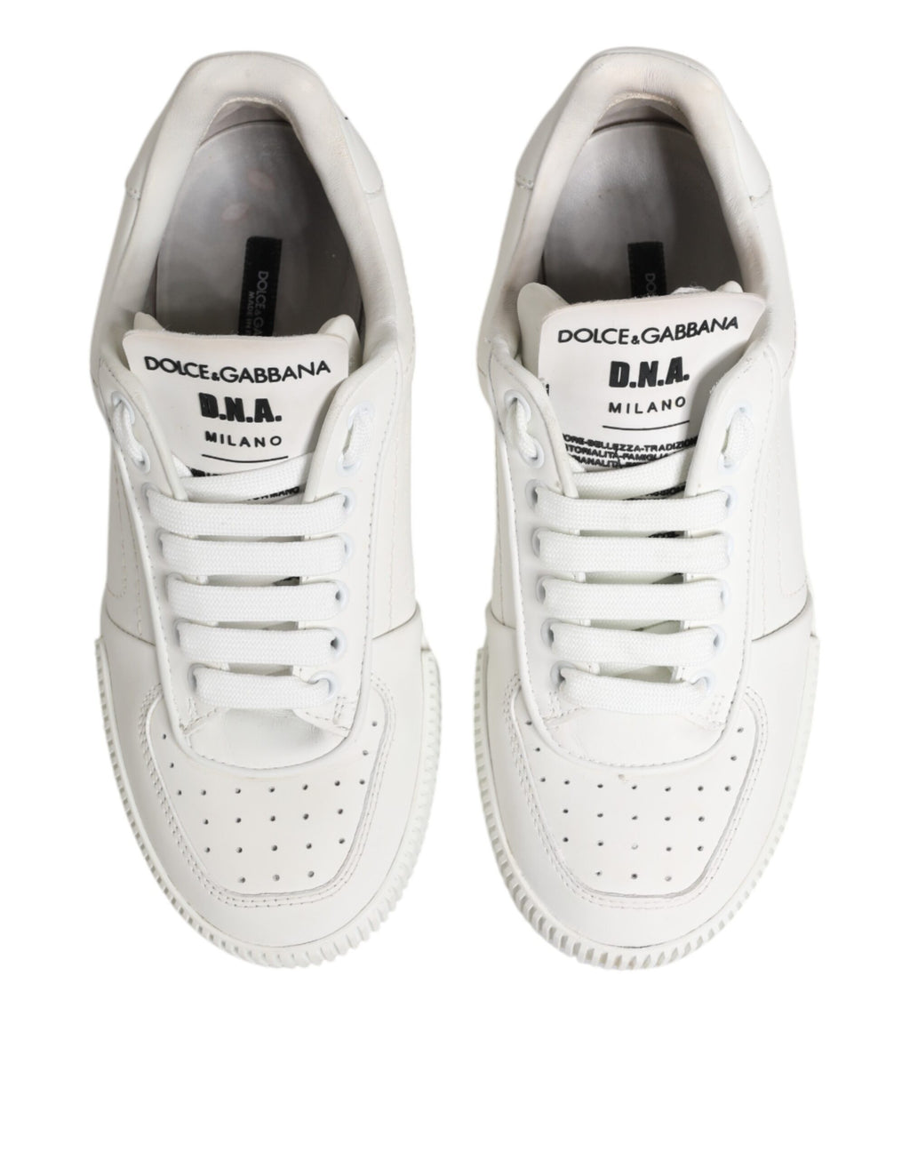 Chaussures sneakers basses en cuir blanc Dolce & Gabbana Miami, chaussures de mode pour homme et femme.