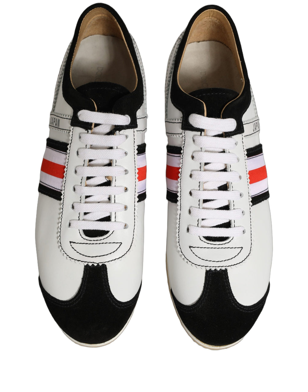 Chaussures basses Dolce & Gabbana en cuir et suède noir et blanc, sneakers élégants pour hommes.