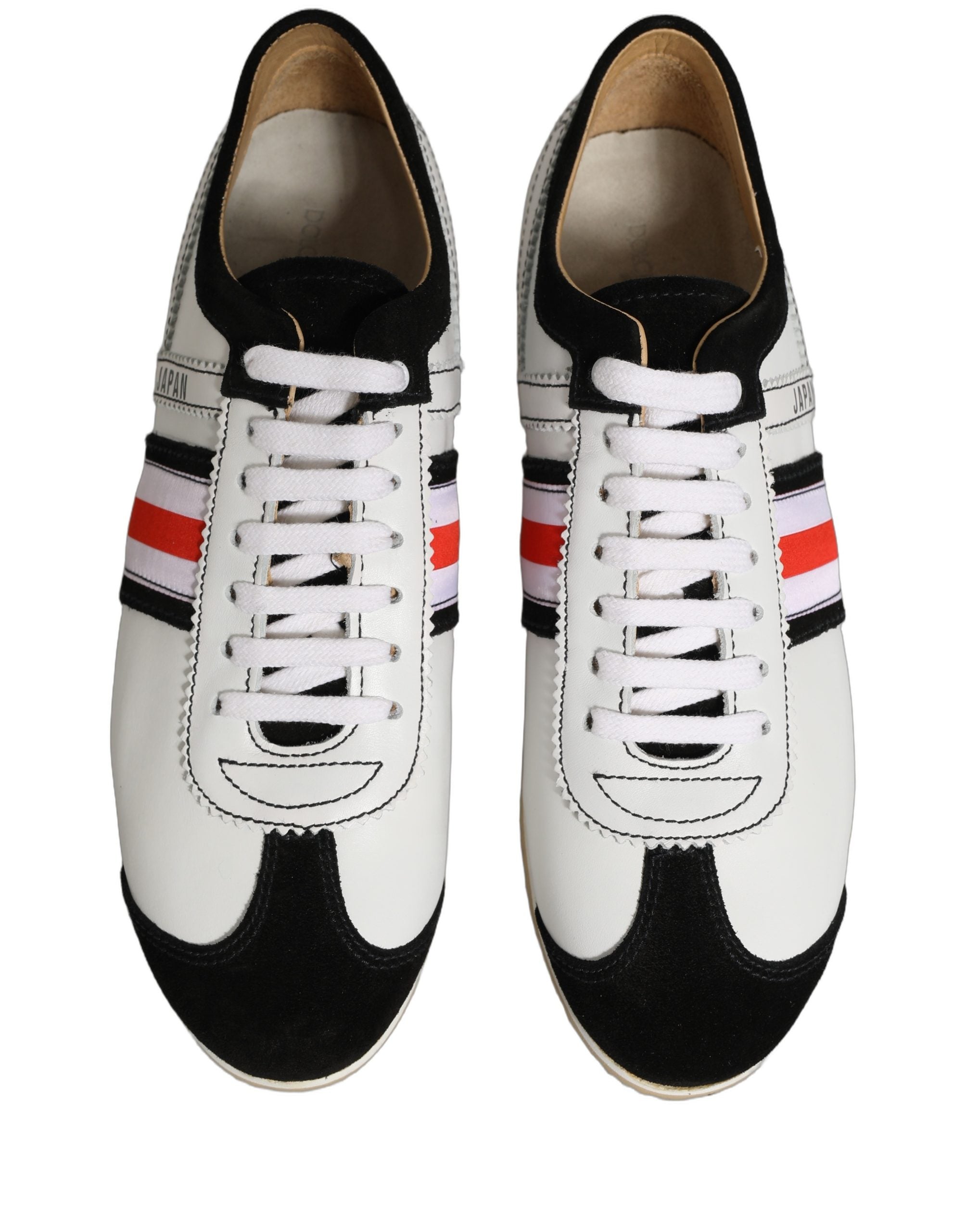 Chaussures basses Dolce & Gabbana en cuir et suède noir et blanc, sneakers élégants pour hommes.
