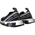 Chaussures slip-on Dolce & Gabbana Sorrento en noir et blanc, sneakers élégants pour homme, vue de face.