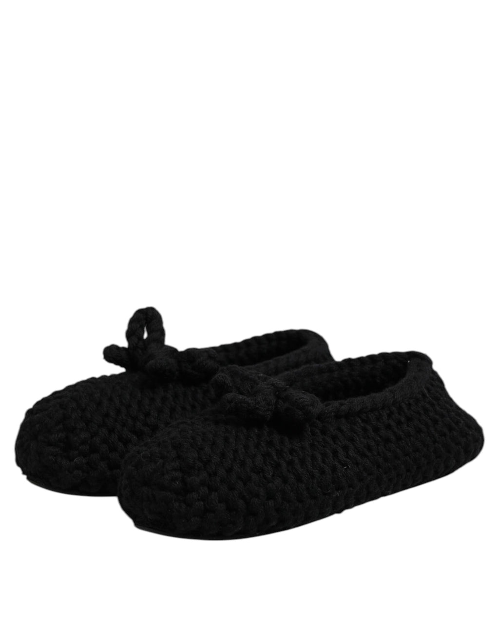Chaussures ballerines Dolce & Gabbana en laine noire, slip-on élégantes et confortables pour femme.