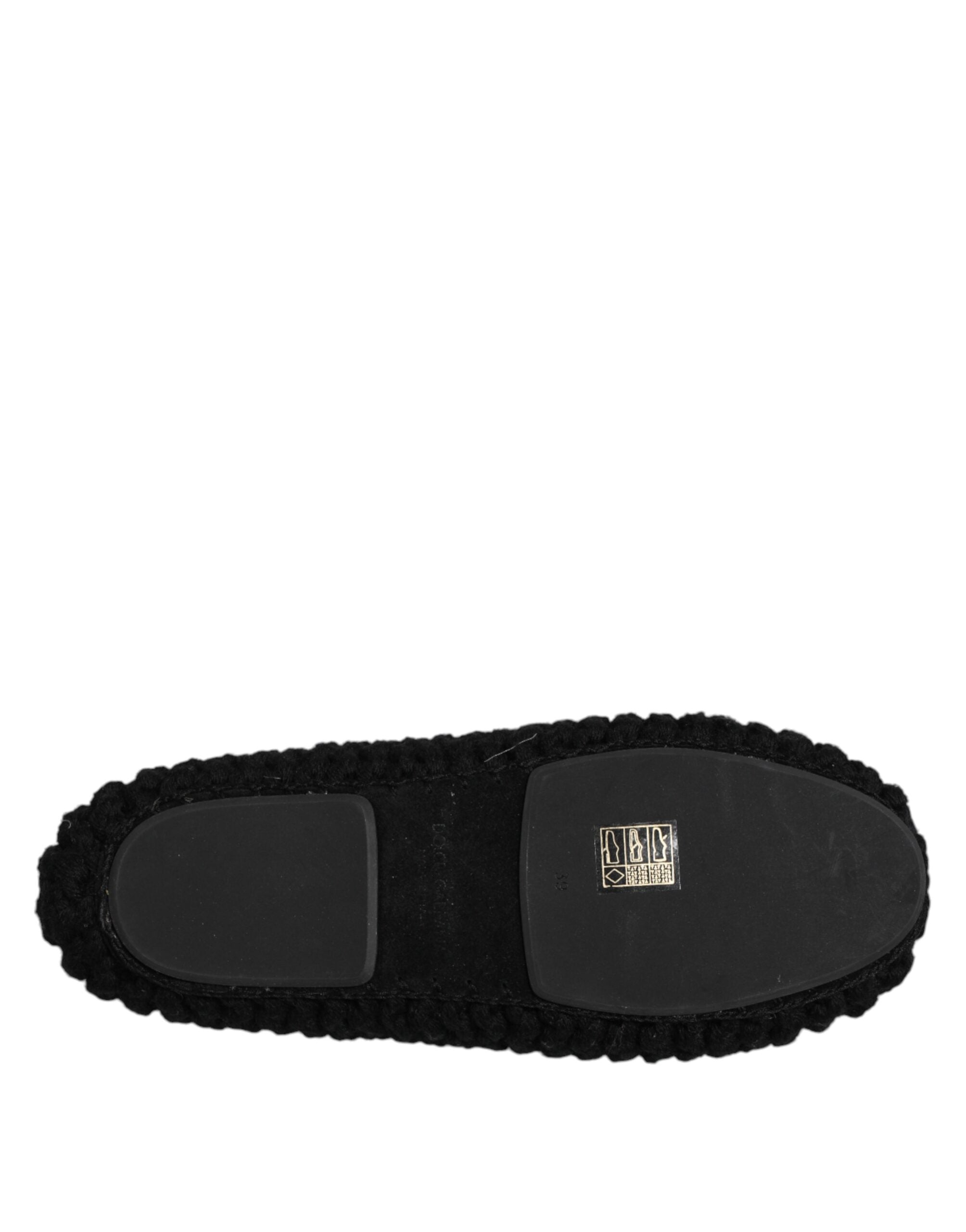 Chaussures ballerines Dolce & Gabbana en laine noire, slip-on élégantes et confortables, pour un style chic et sophistiqué.
