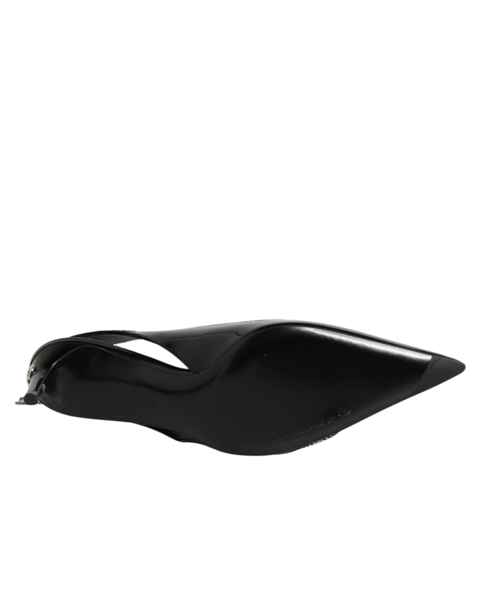 Chaussures à talons Dolce & Gabbana en cuir noir avec fermeture éclair et bride à talon slingback.