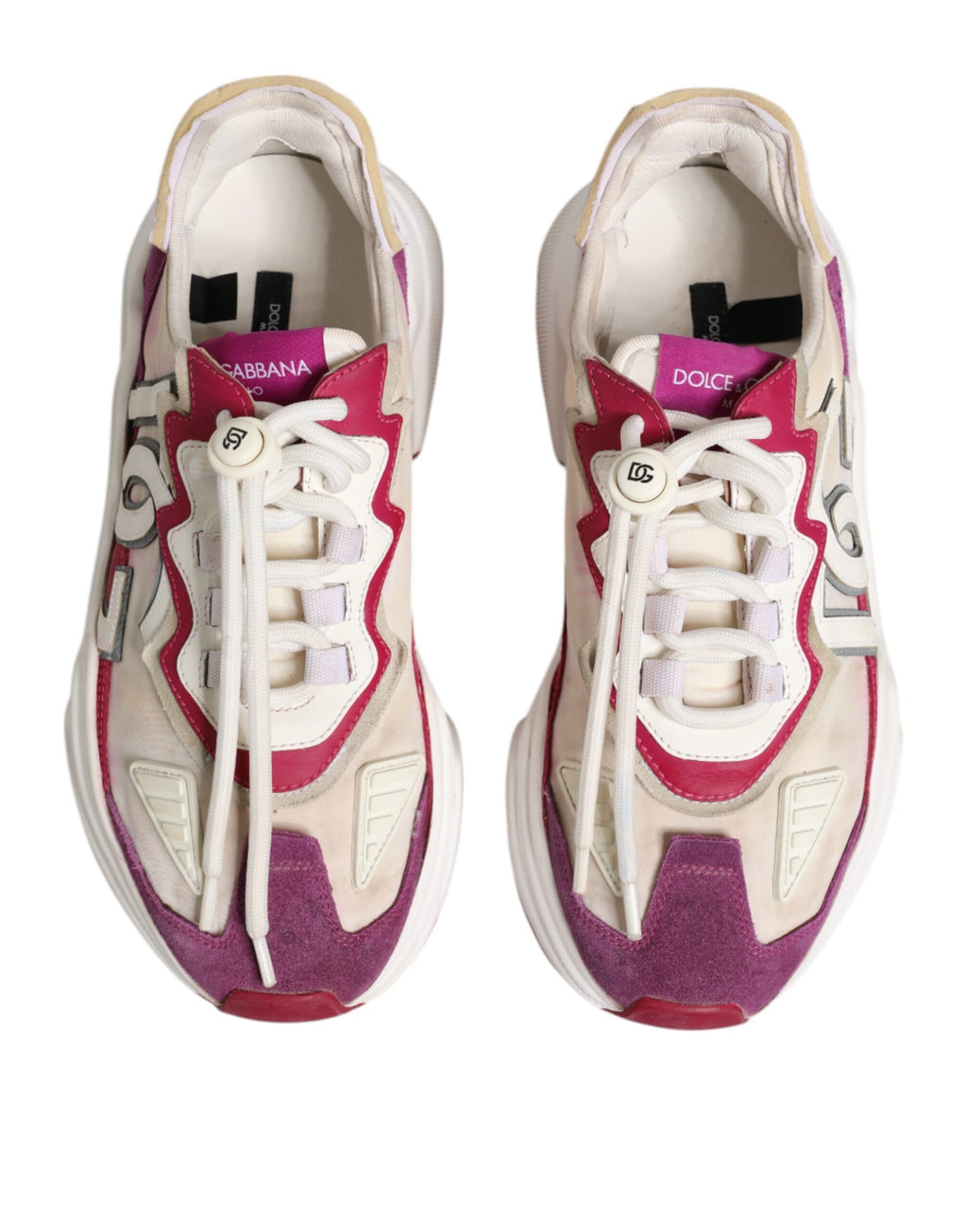 Chaussures Dolce & Gabbana Daymaster bass multicolores, baskets en toile avec semelles blanches et détails colorés.