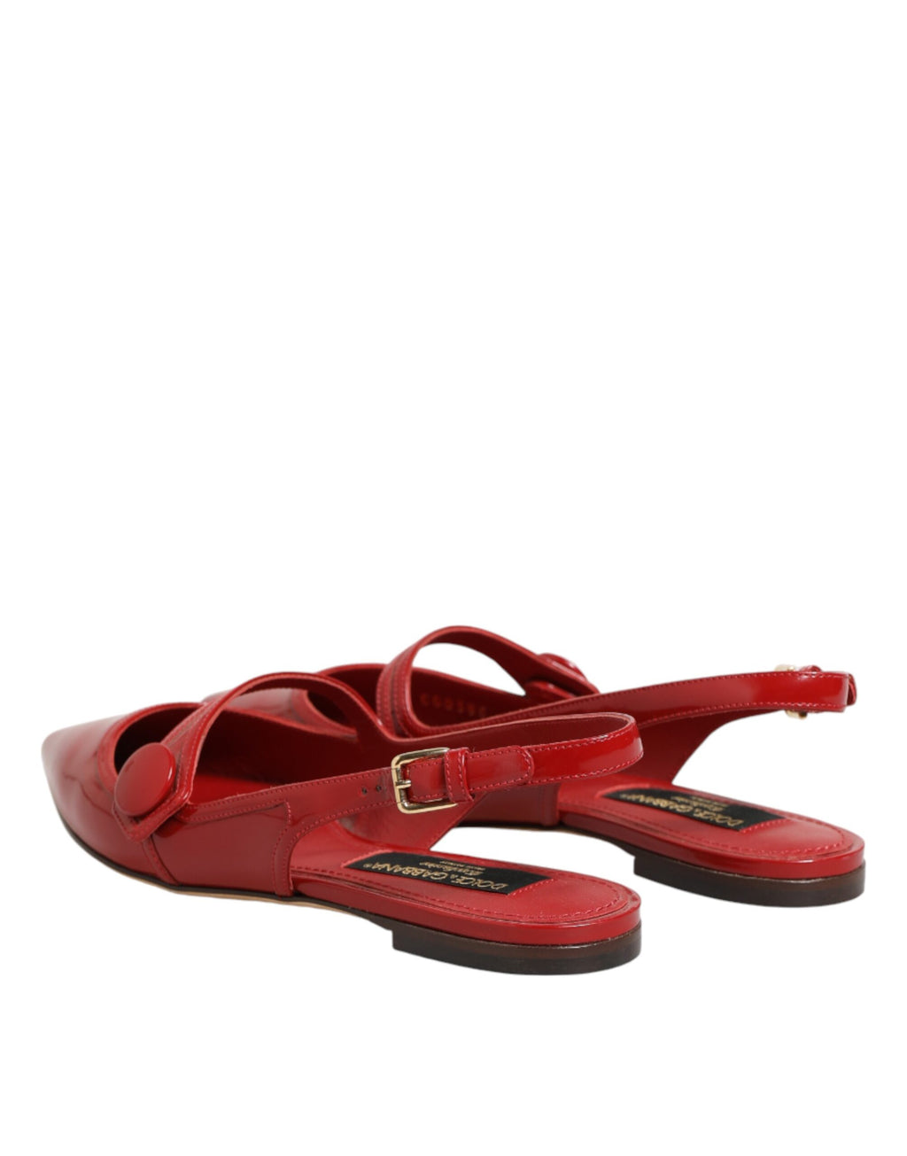 Chaussures Dolce & Gabbana en cuir rouge, sandales à talon slingback élégantes et confortables, vue de face.