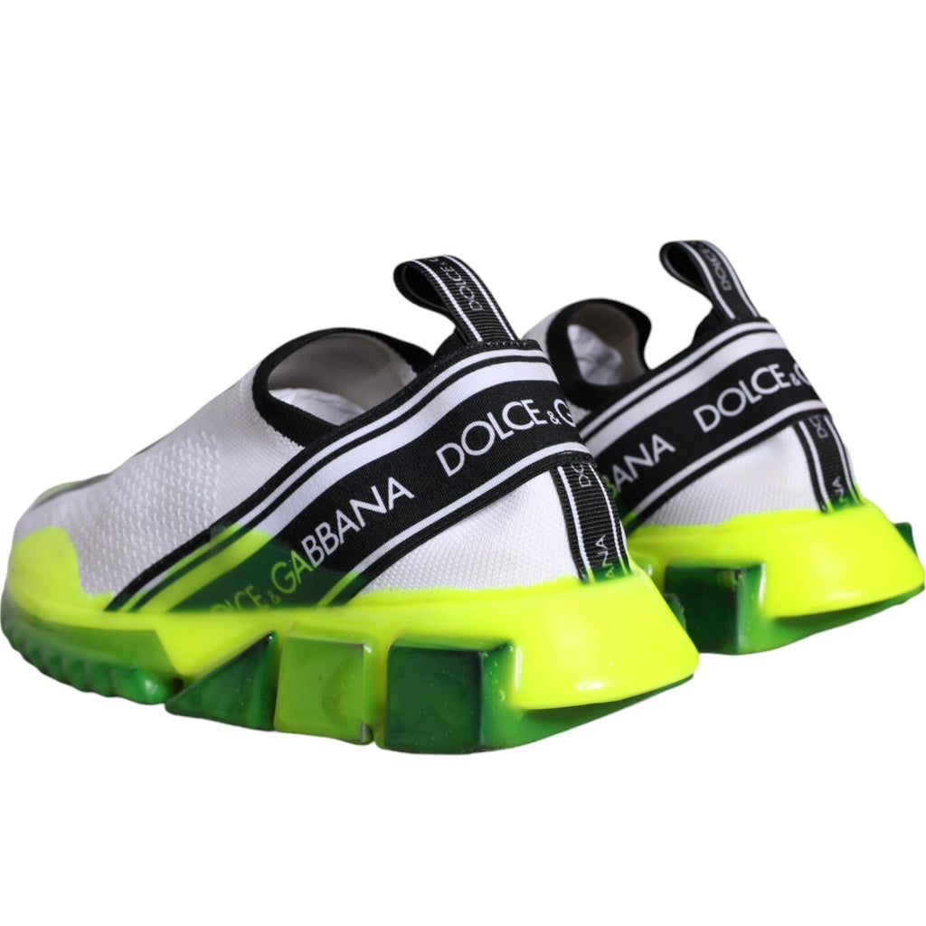 Chaussures slip-on Sorrento blanches et jaunes Dolce & Gabbana, sneakers élégants pour homme et femme.