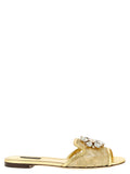 Sandales dorées en polyamide de Dolce & Gabbana, avec design élégant et détails modernes.