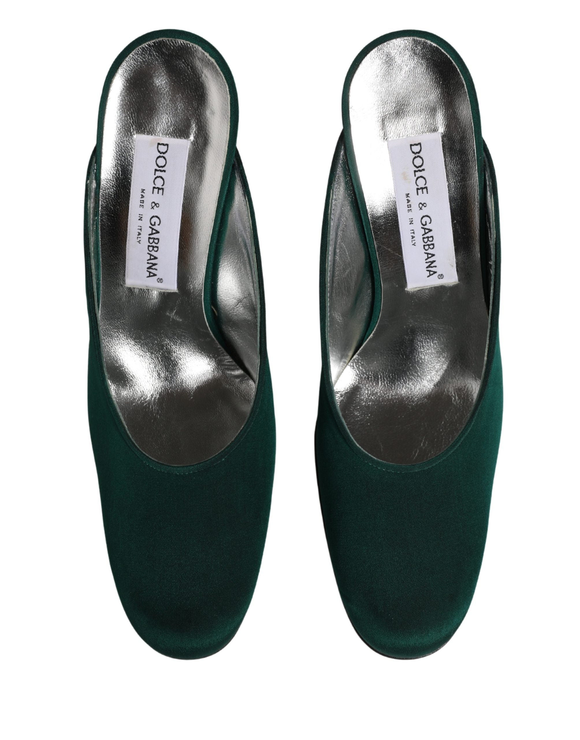 Chaussures à talons hauts en suede vert Dolce & Gabbana, escarpins en cuir de luxe avec talons élégants.
