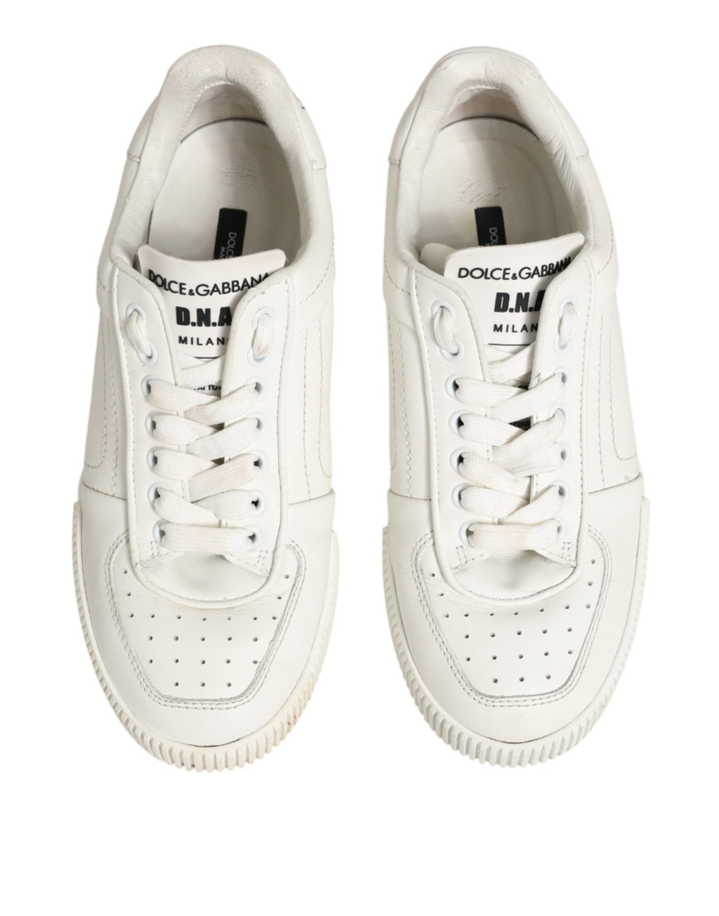 Chaussures sneakers basses en cuir blanc Dolce & Gabbana Miami, style décontracté et élégant pour homme.