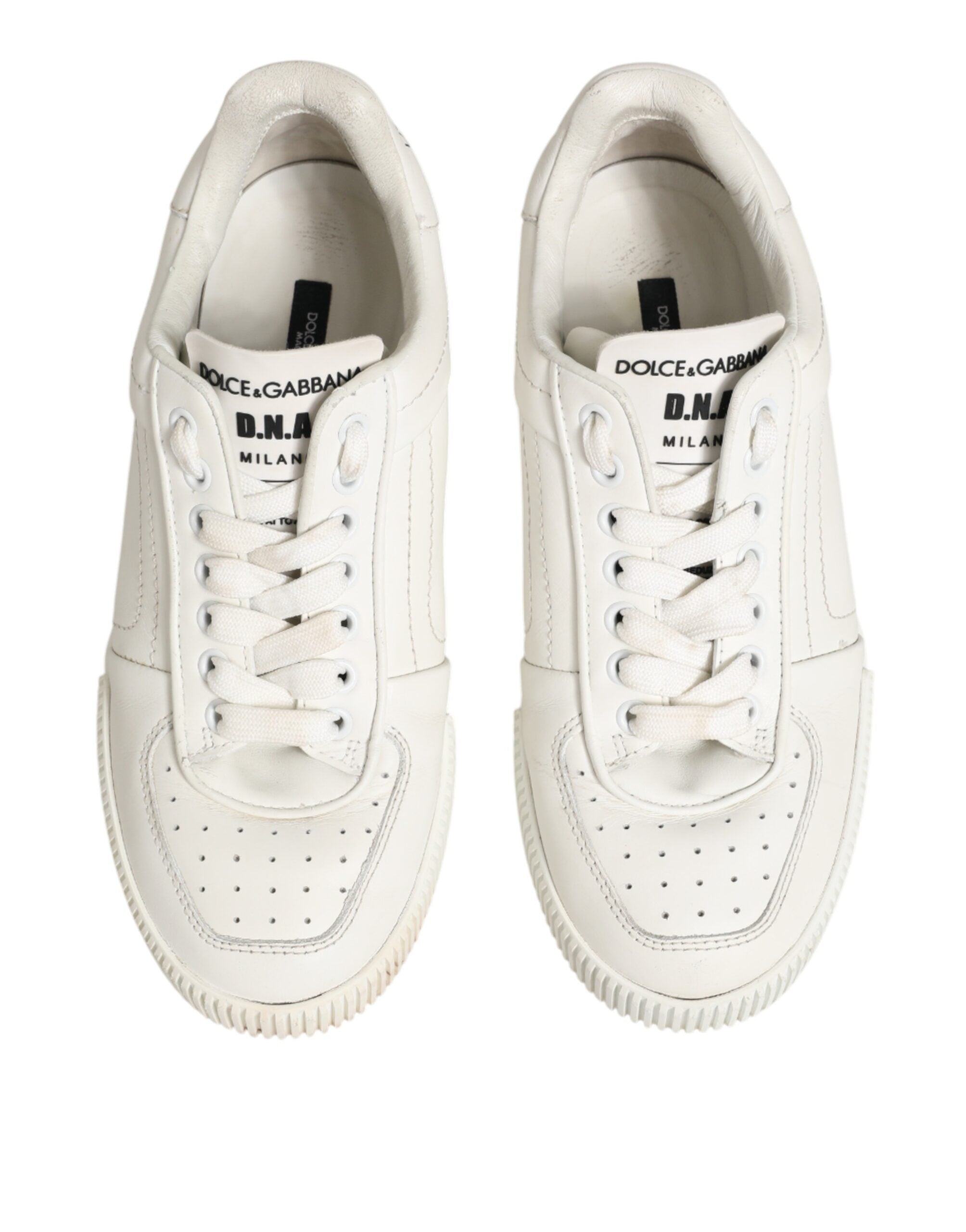 Chaussures sneakers basses en cuir blanc Dolce & Gabbana Miami, style décontracté et élégant pour homme.