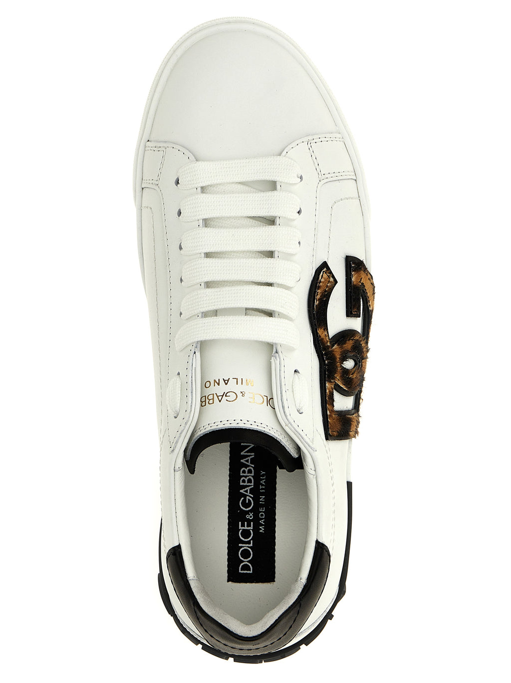 Chaussures basses Dolce & Gabbana en cuir de veau multicolore, sneakers élégants pour homme ou femme.