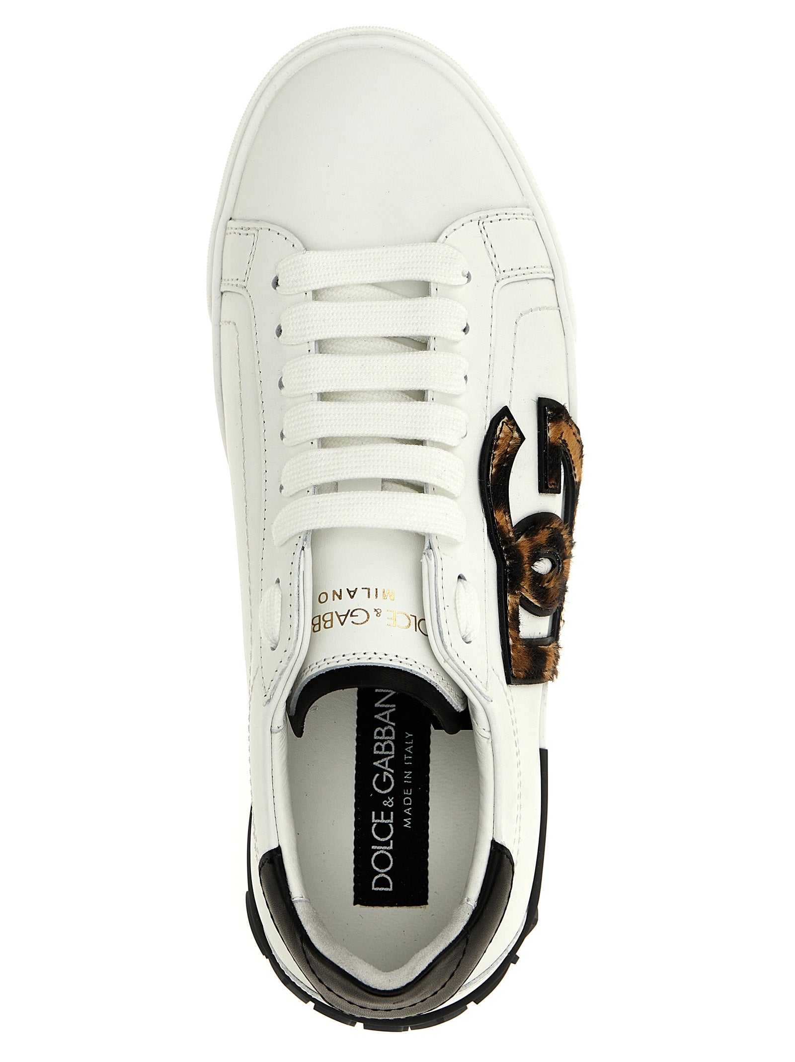 Chaussures basses Dolce & Gabbana en cuir de veau multicolore, sneakers élégants pour homme ou femme.