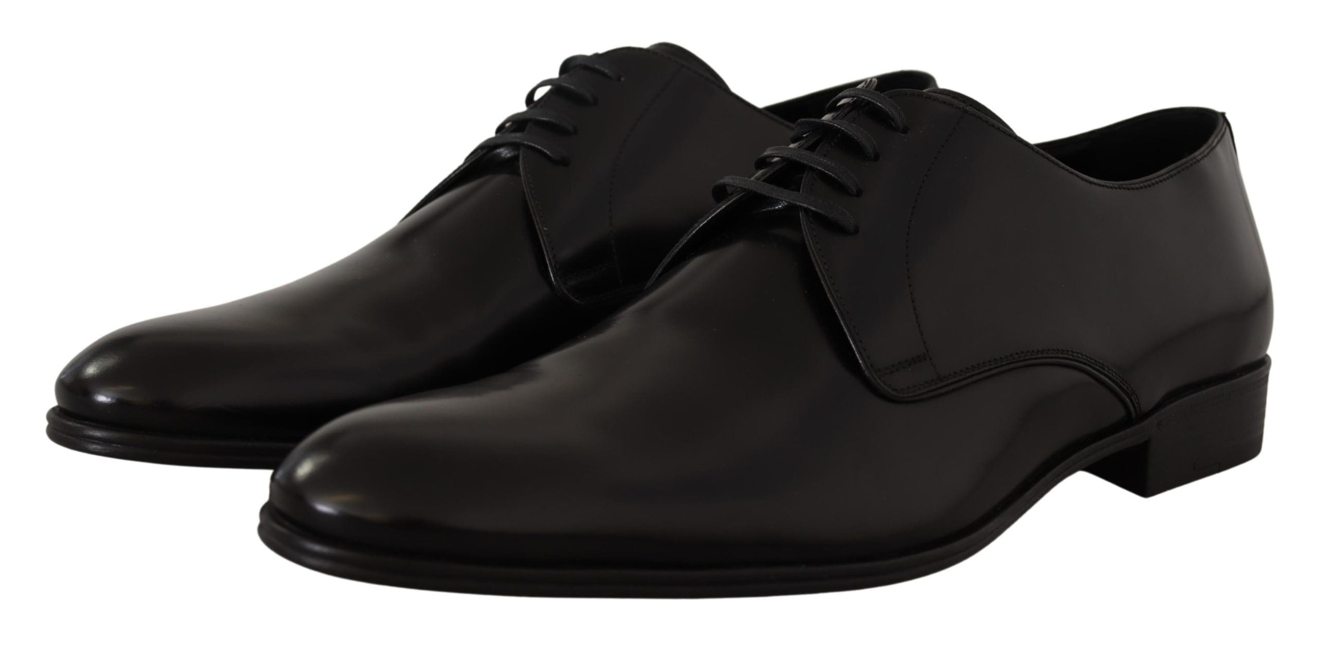 Chaussures Derby Noires en cuir de luxe de Dolce & Gabbana, lacées et élégantes pour occasions formelles.
