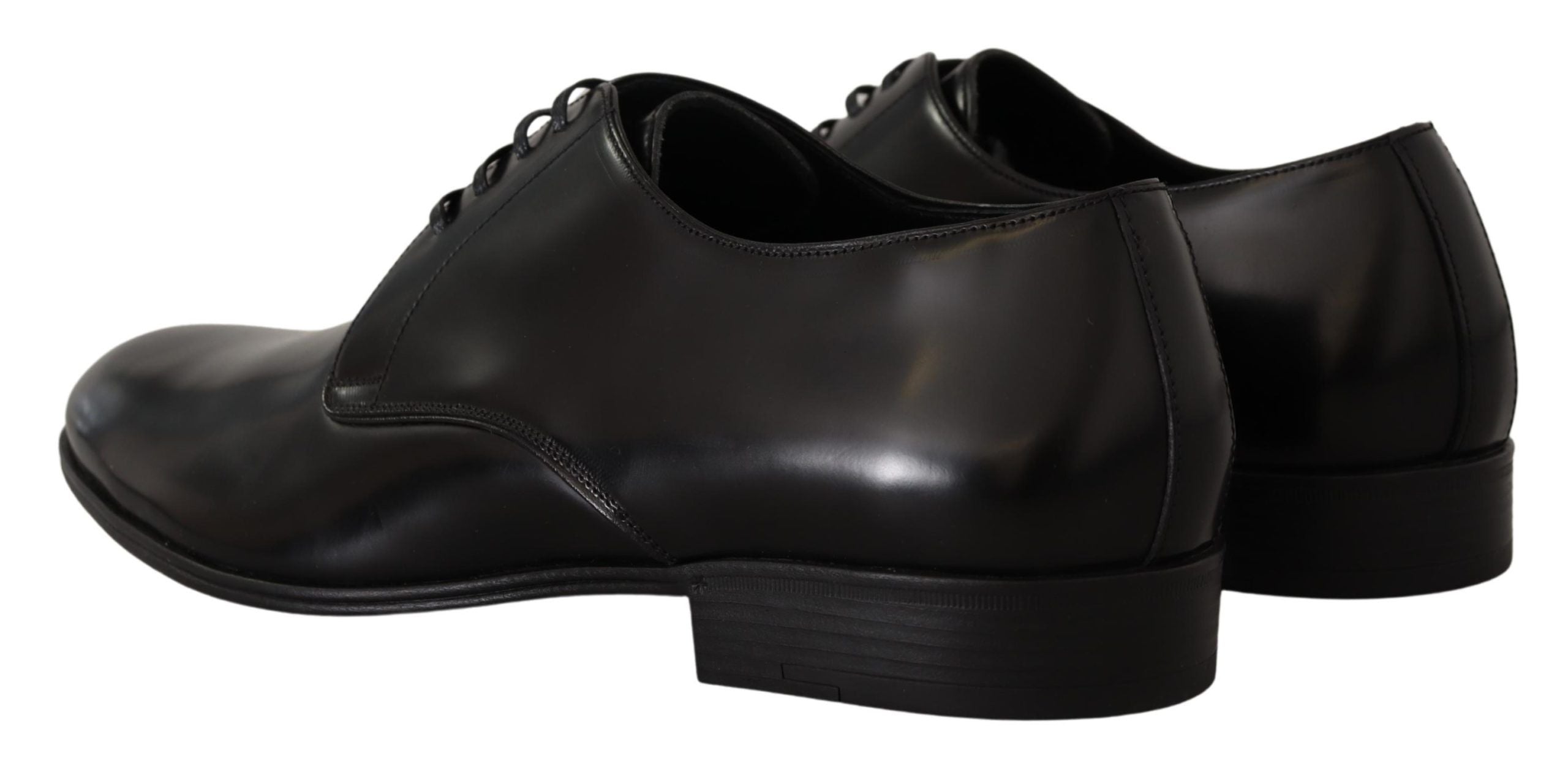 Chaussures Derby formelles en cuir noir Dolce & Gabbana avec lacets, élégantes et sophistiquées.