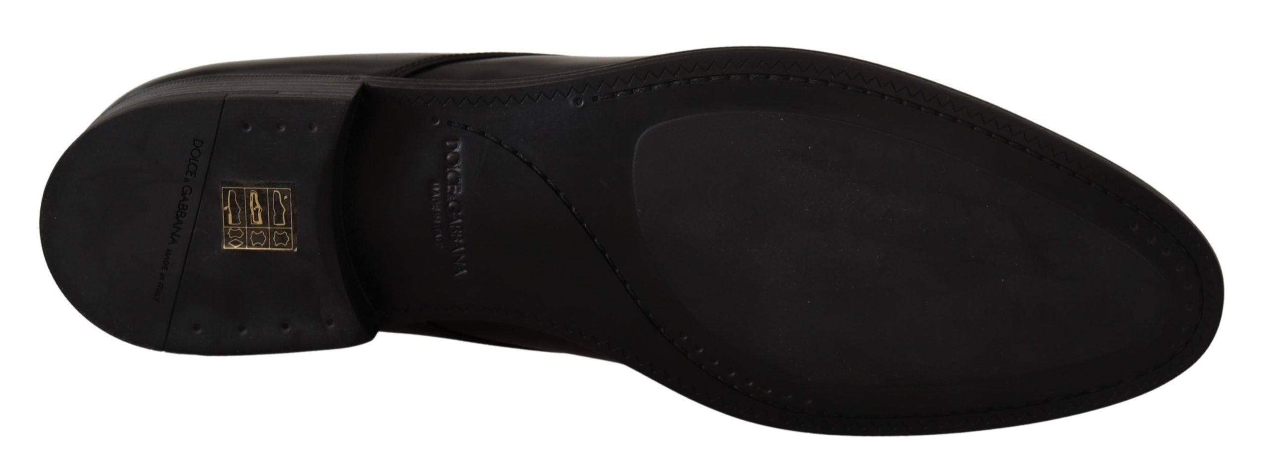 Chaussures derby noires en cuir de Dolce & Gabbana avec lacets, chaussures formelles élégantes pour homme.