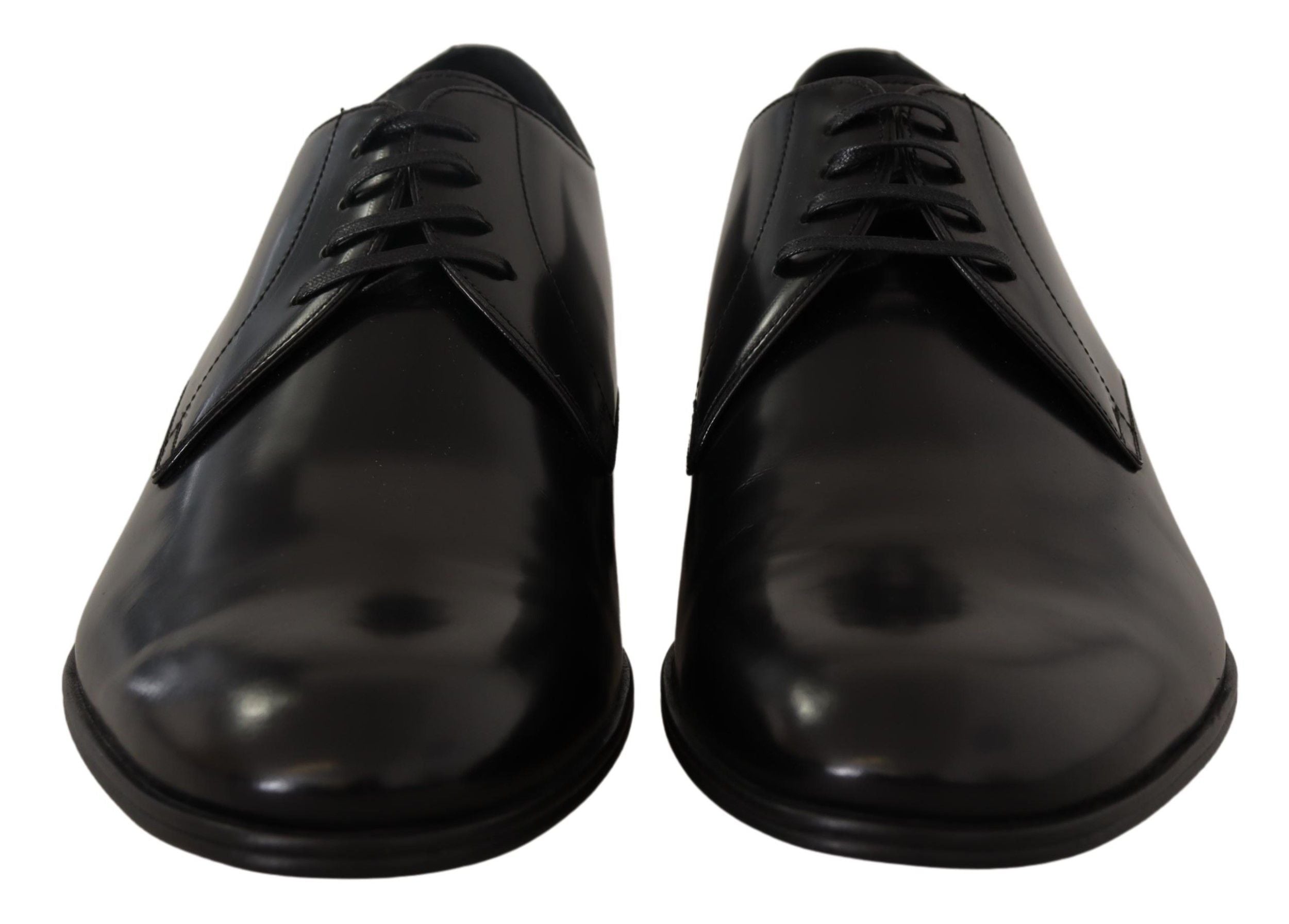 Chaussures derby formelles en cuir noir Dolce & Gabbana avec lacets, élégantes et sophistiquées pour homme.