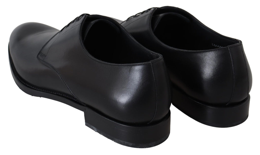 Chaussures en cuir noir Dolce & Gabbana SARTORIA faites à la main, élégantes et sophistiquées.
