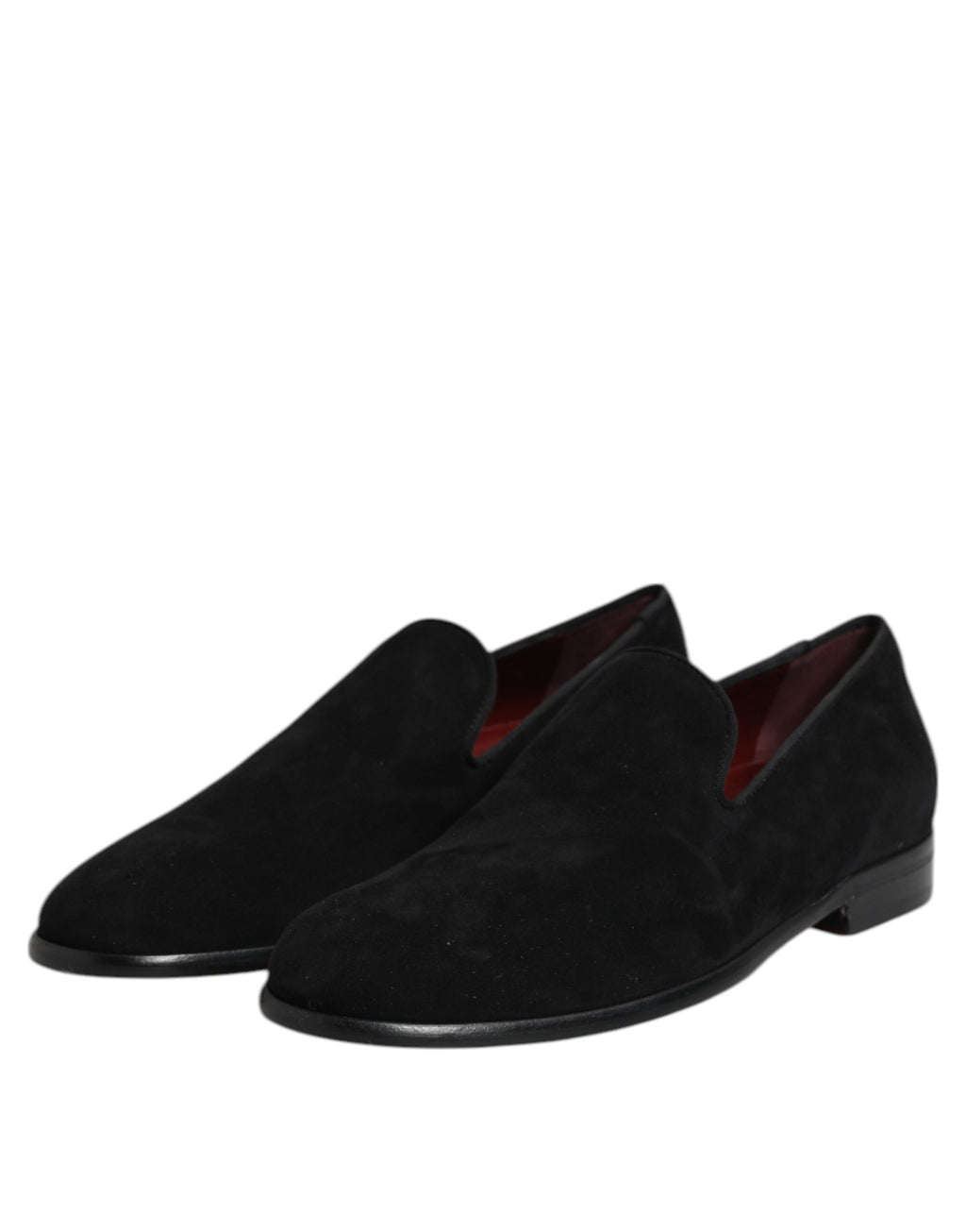 Chaussures formelles Dolce & Gabbana en daim noir, mocassins slip-on élégants et sophistiqués pour homme.