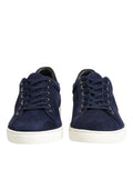 Chaussures basses en cuir et daim bleu de Dolce & Gabbana, sneakers élégants pour homme.
