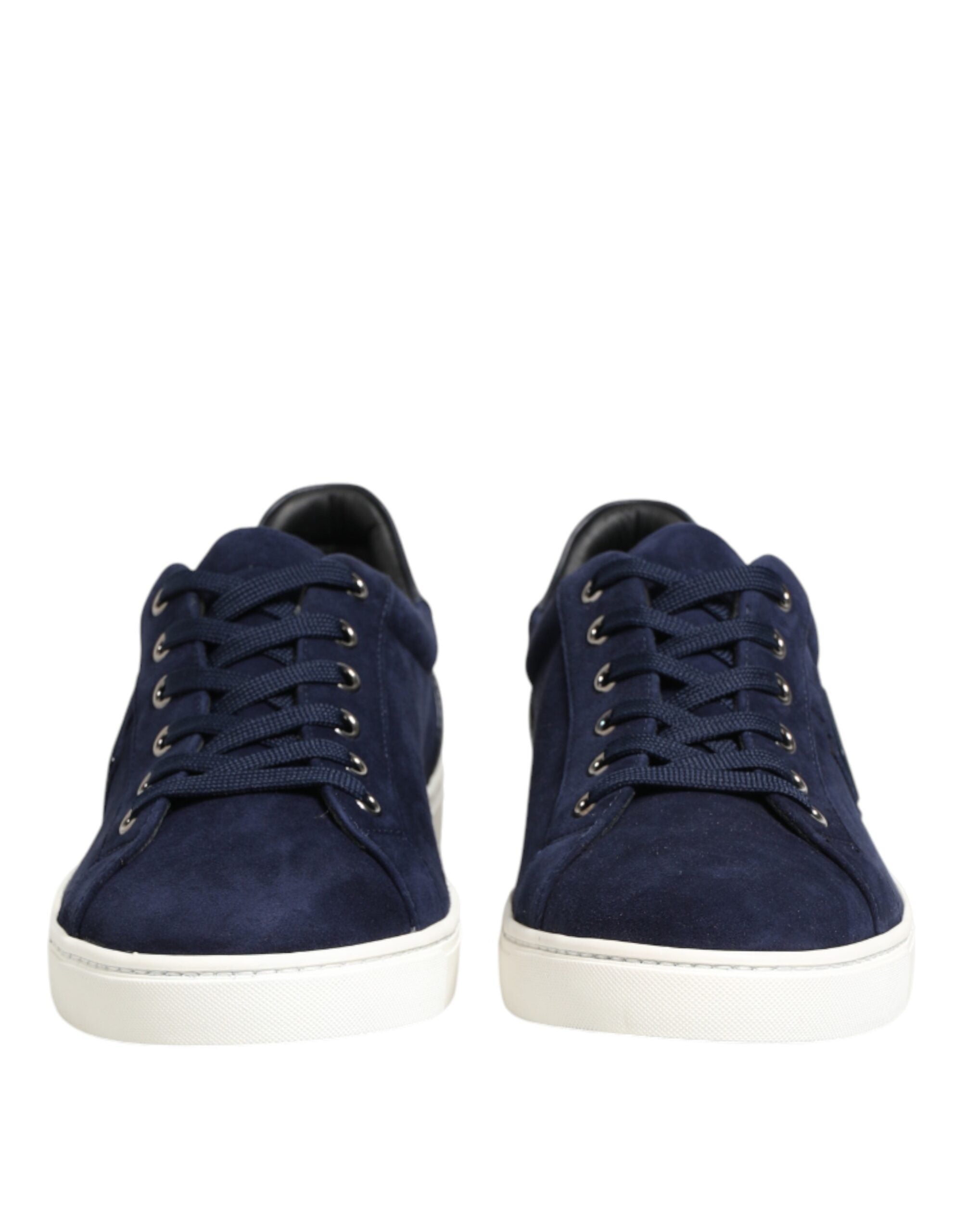 Chaussures basses en cuir et daim bleu de Dolce & Gabbana, sneakers élégants pour homme.