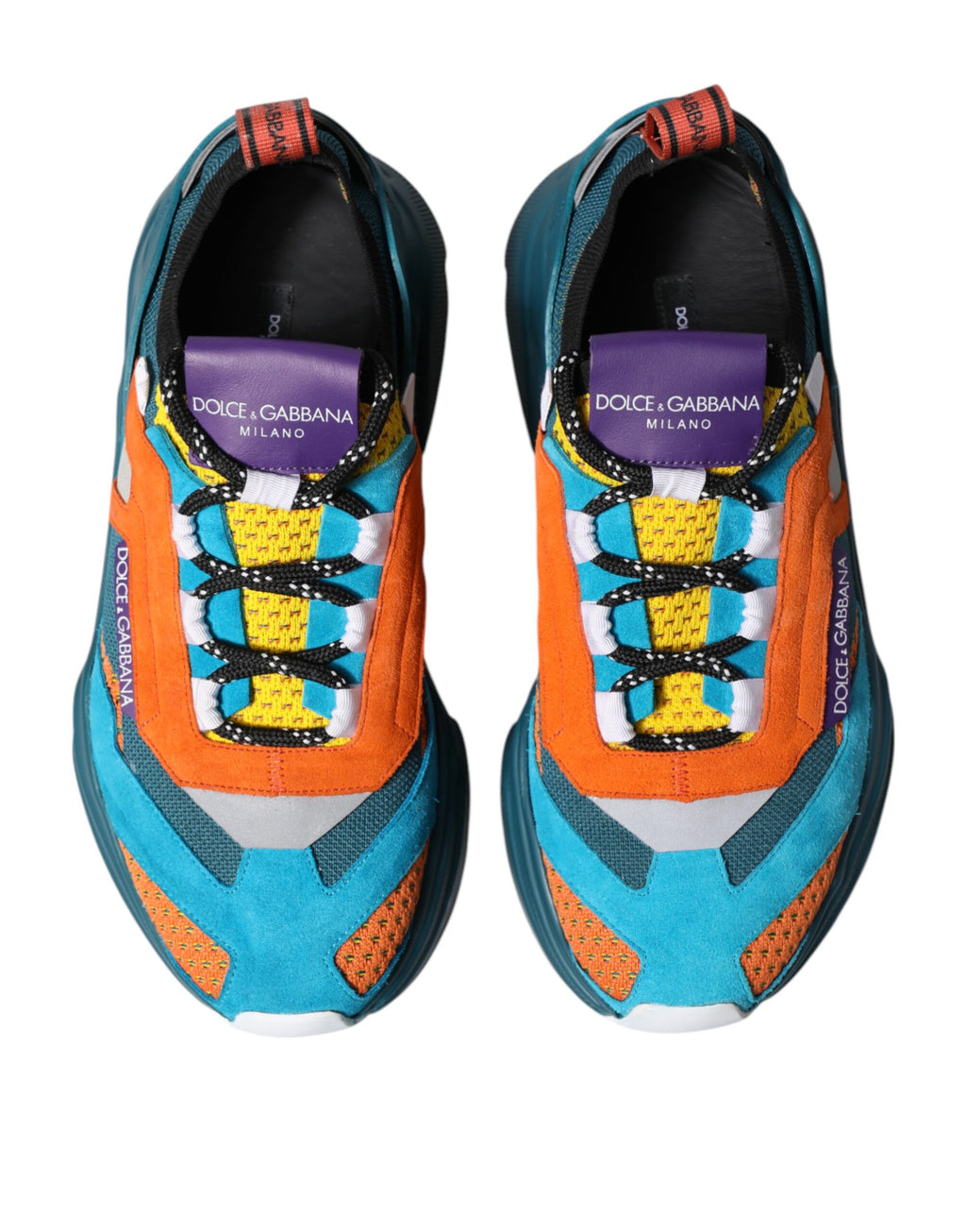 Chaussures basses multicolores Dolce & Gabbana Daymaster, sneakers à talon plat avec motif vif et design moderne.