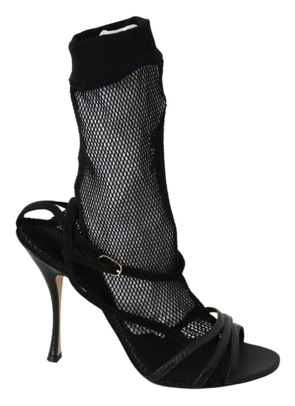 Chaussures Dolce & Gabbana en daim noir, bottines courtes avec semelles en cuir et design élégant.