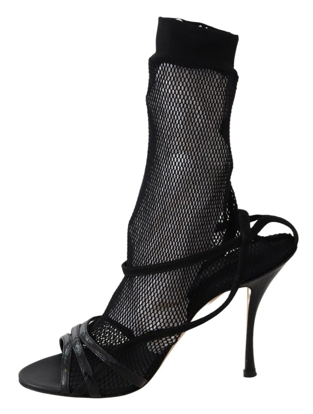 Chaussures Dolce & Gabbana noires en daim, bottines courtes avec semelles, élégantes et modernes.