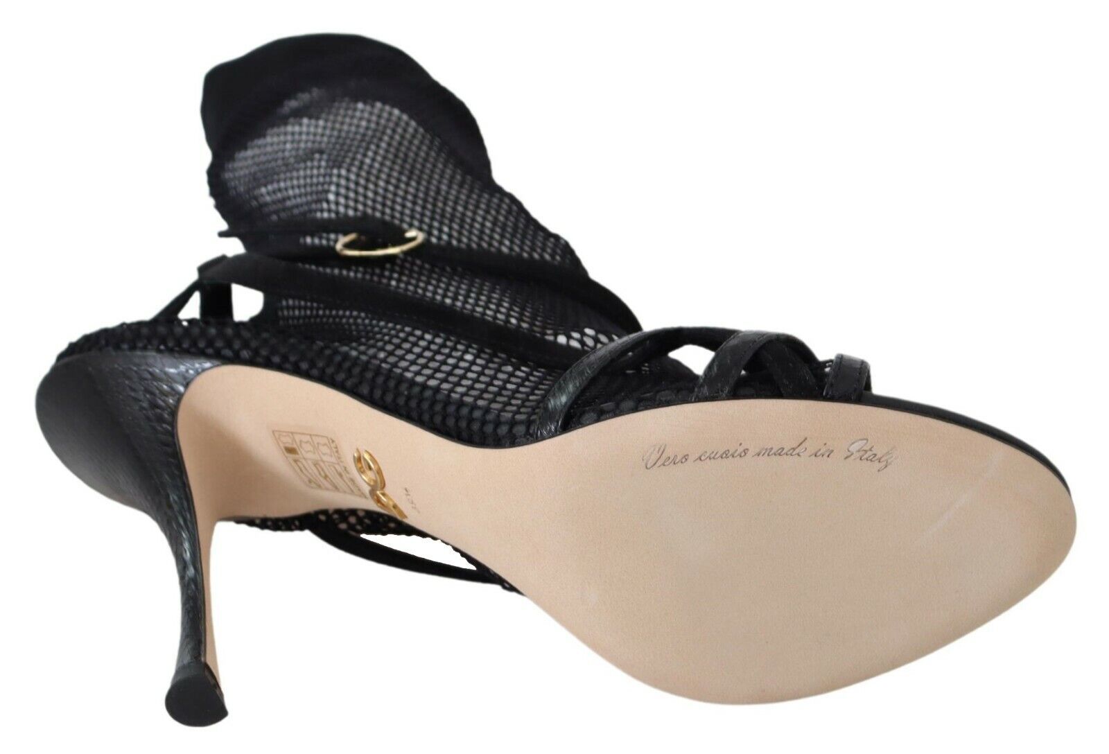 Chaussures Dolce & Gabbana en daim noir, bottines courtes avec semelles épaisses et design élégant, vues de face.