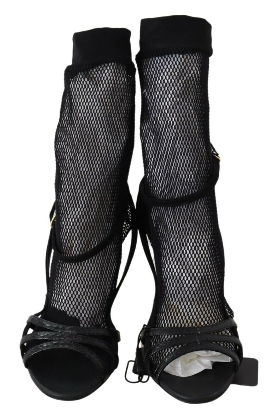 Chaussures Dolce & Gabbana sandales en daim noir avec semelle courte et design élégant, vues de face.