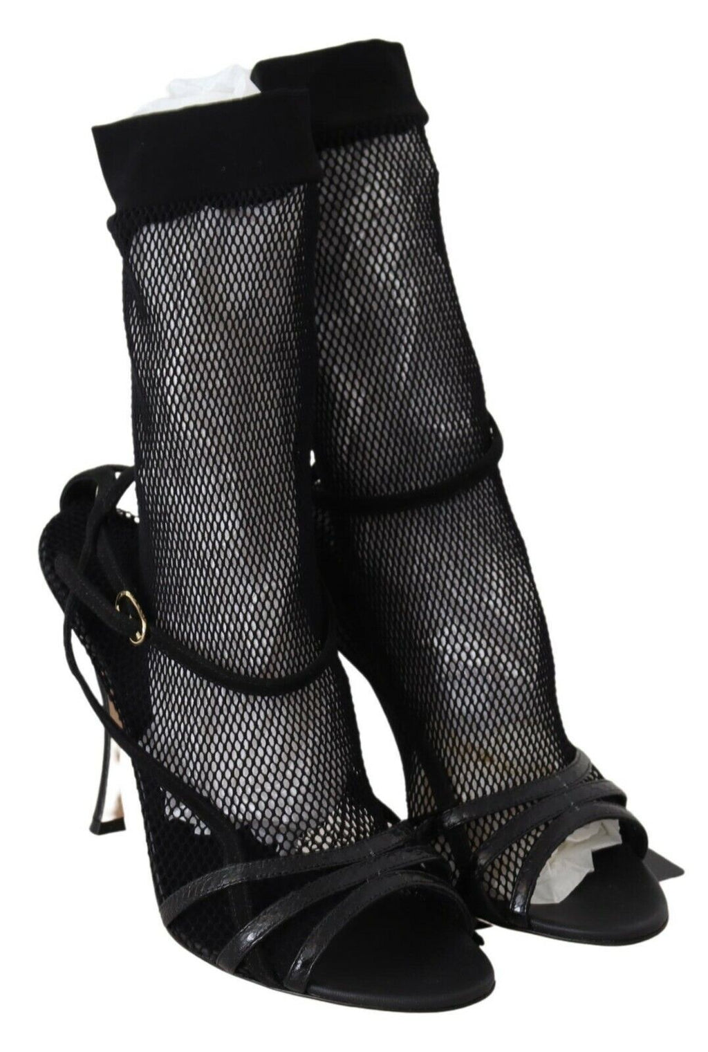 Chaussures Dolce & Gabbana en daim noir, bottines courtes avec semelles et design élégant.
