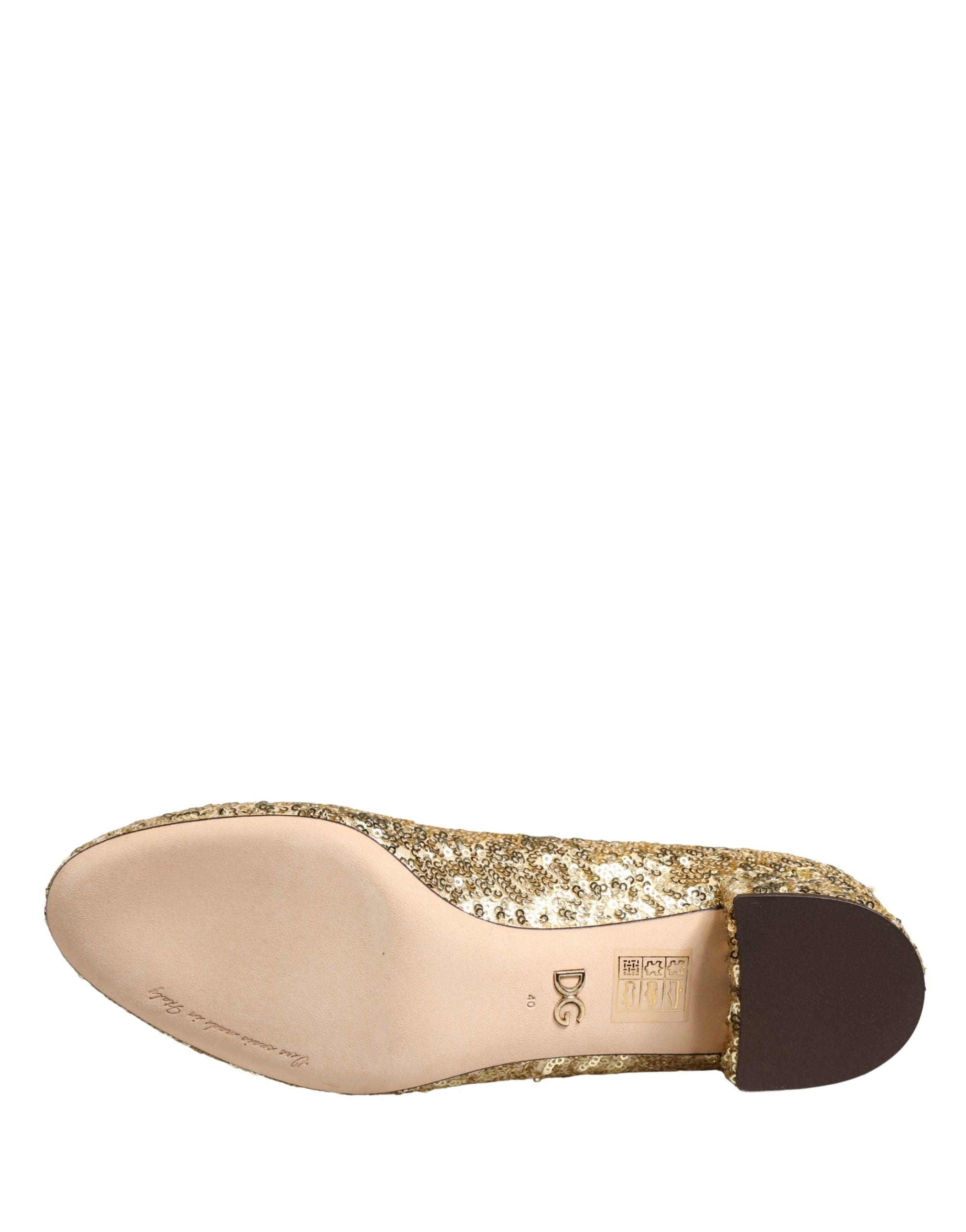 Bottes courtes dorées Dolce & Gabbana à sequins brillants et élastiques, chaussures tendance pour femmes.