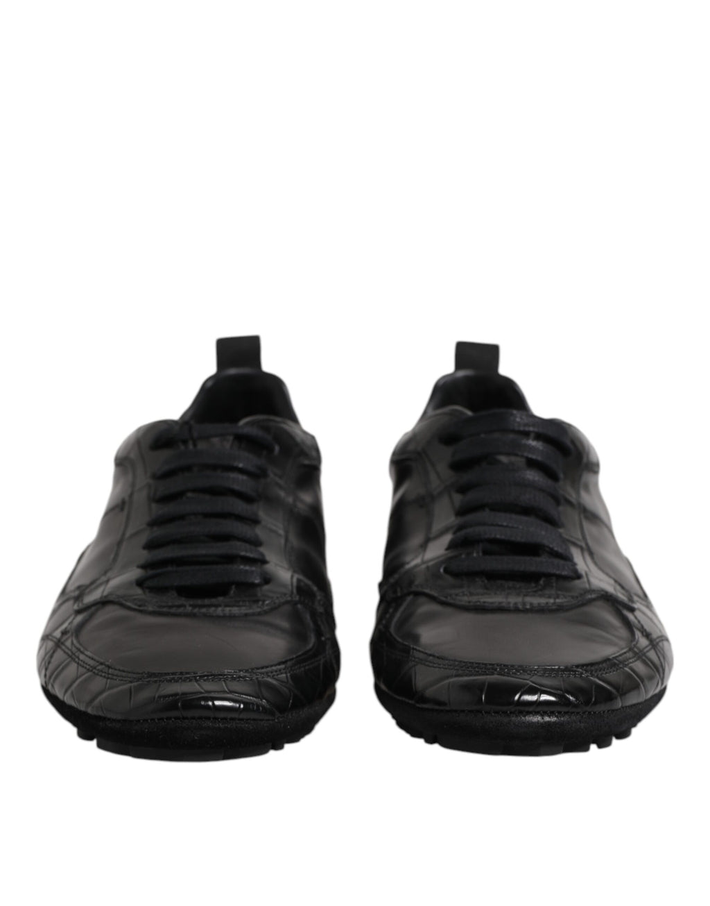 Chaussures de sneakers basses Dolce & Gabbana en cuir exotique noir, style élégant et moderne pour homme.