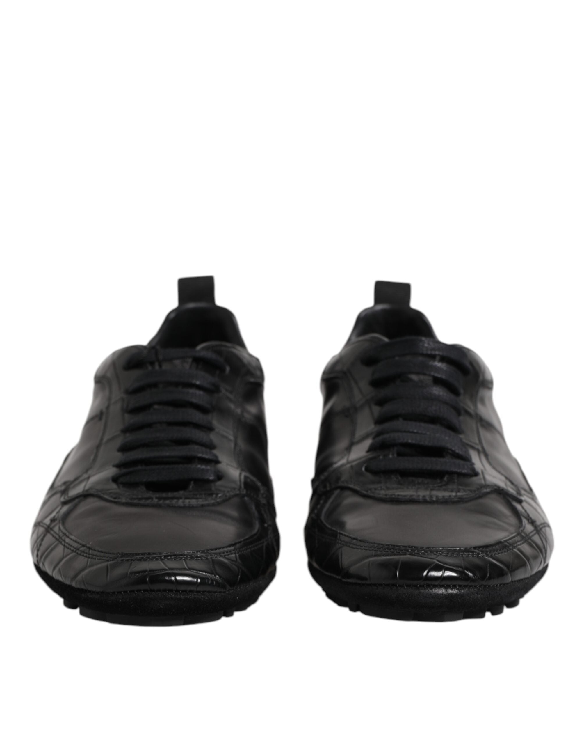 Chaussures de sneakers basses Dolce & Gabbana en cuir exotique noir, style élégant et moderne pour homme.