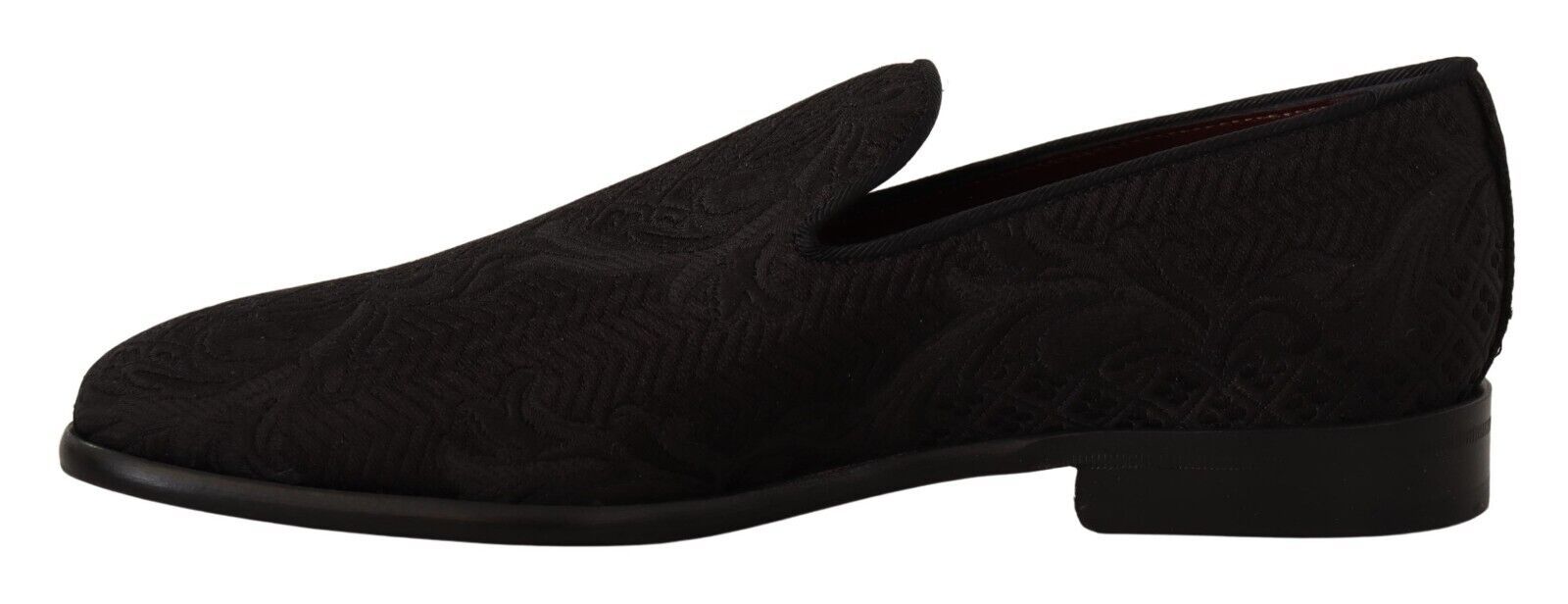 Chaussures Dolce & Gabbana slippers en brocart floral noir, mocassins élégants pour femmes.