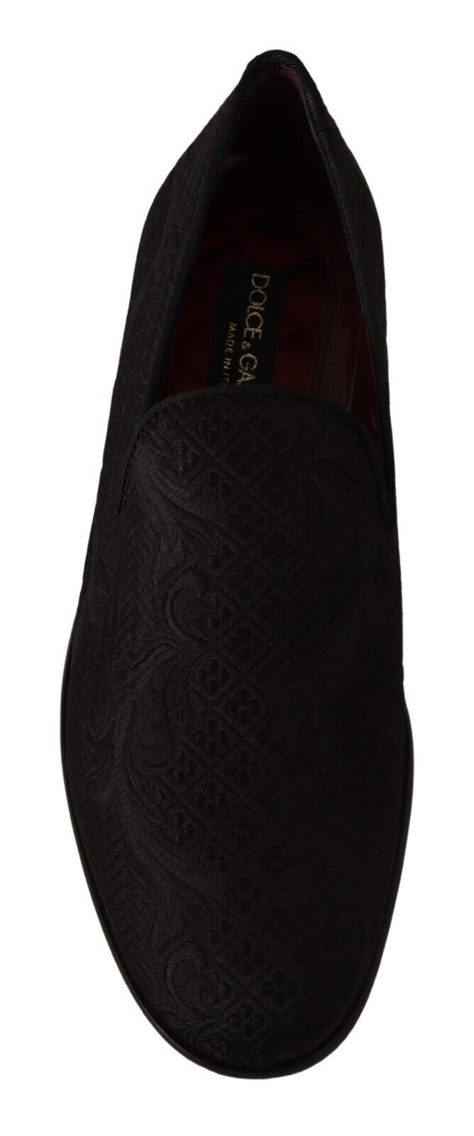 Chaussures mocassins Dolce & Gabbana en brocart noir à motifs floraux, élégantes et confortables pour femme.