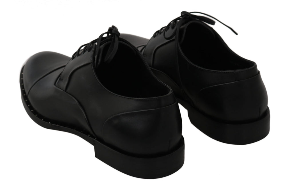 Chaussures Derby en cuir noir Dolce & Gabbana pour homme, élégantes et formelles avec lacets.